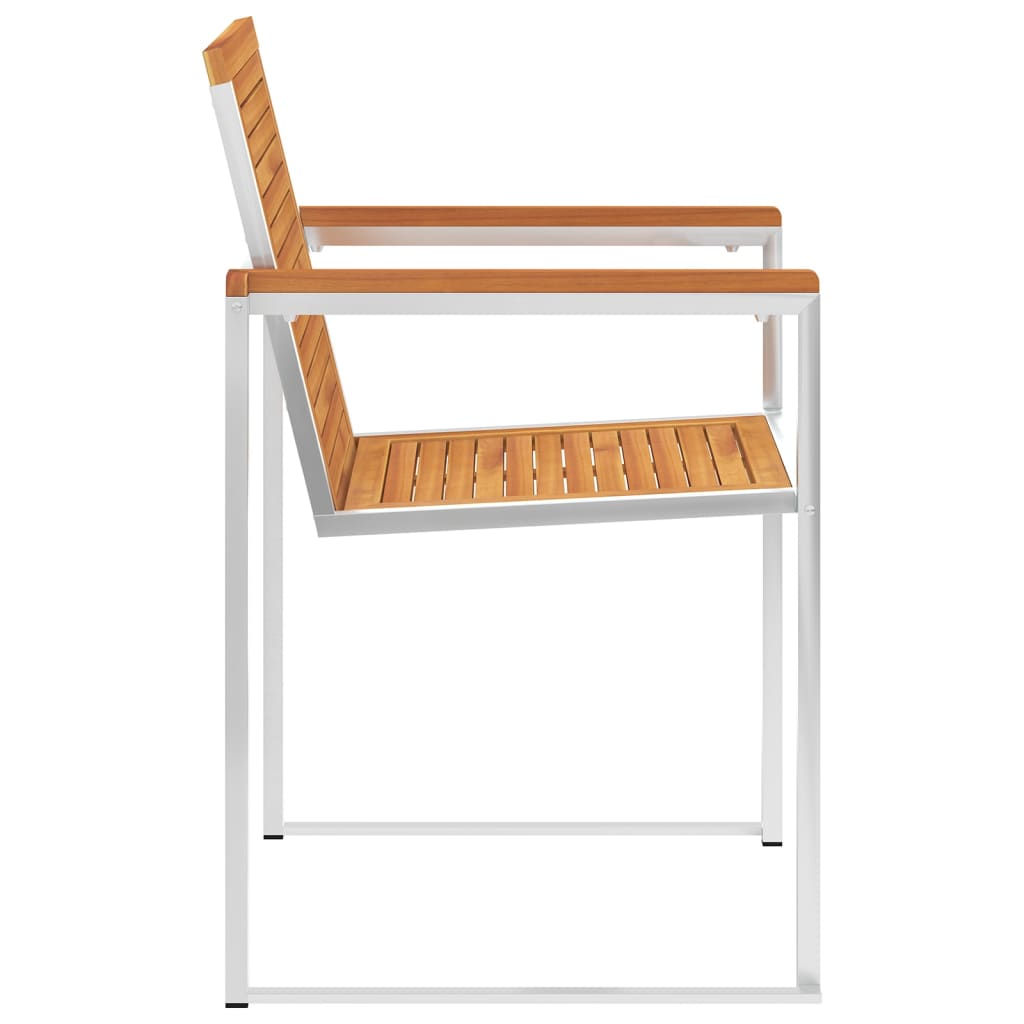 Garden Chairs 4 pcs Solid Acacia Wood and Stainless Steel