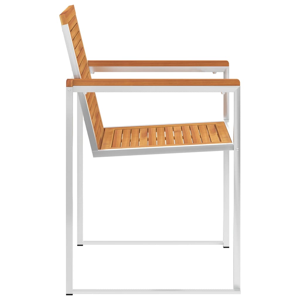 Garden Chairs 6 pcs Solid Acacia Wood and Stainless Steel