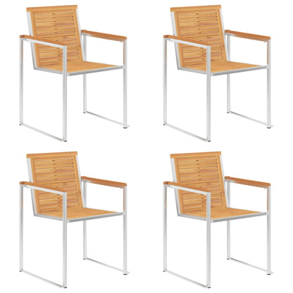 Garden Chairs 4 pcs Solid Teak Wood and Stainless Steel