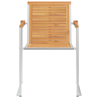Garden Chairs 4 pcs Solid Teak Wood and Stainless Steel