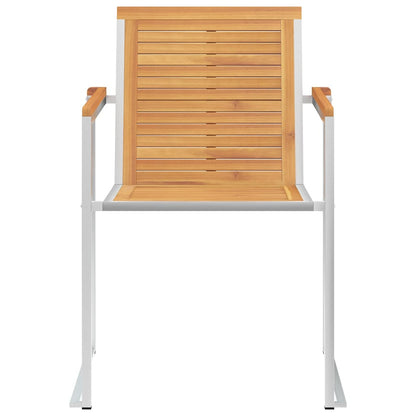 Garden Chairs 6 pcs Solid Teak Wood and Stainless Steel