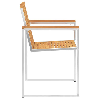 Garden Chairs 6 pcs Solid Teak Wood and Stainless Steel