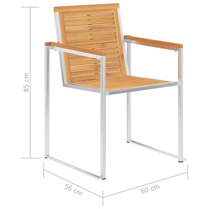 Garden Chairs 6 pcs Solid Teak Wood and Stainless Steel