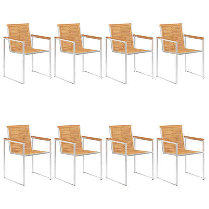 Garden Chairs 8 pcs Solid Teak Wood and Stainless Steel