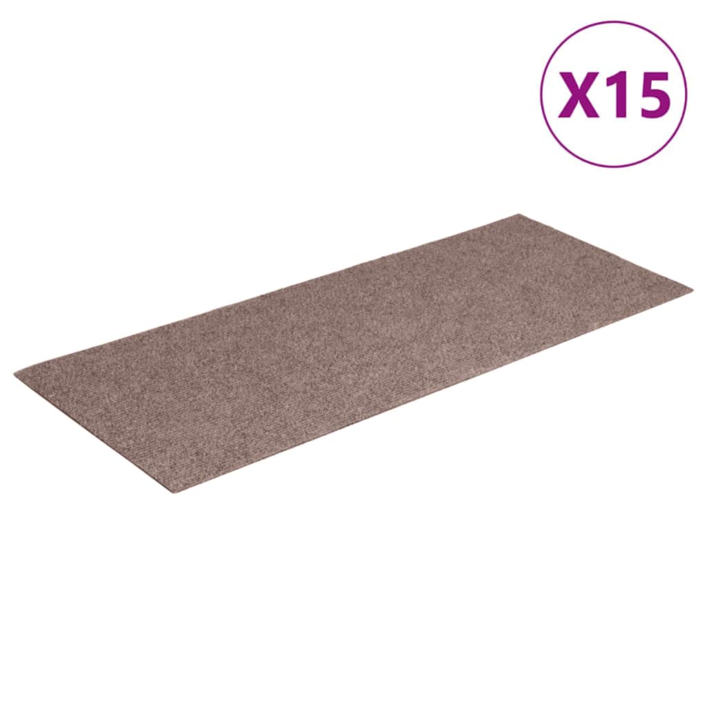 Stair Mats Self-adhesive 15 pcs 60x25 cm Light Brown Rectangular