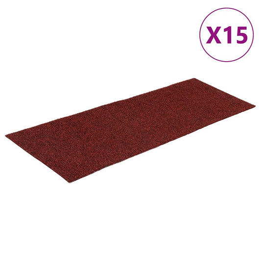 Stair Mat | Set of 15 | Bordeaux red | 100% Polypropylene | 60x25 cm