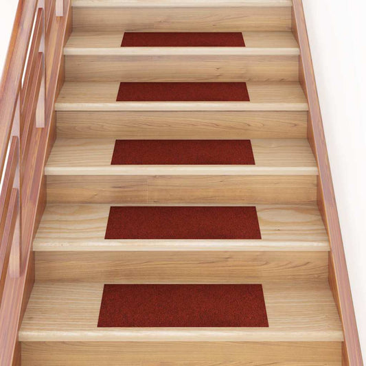 Stair Mat | Set of 15 | Bordeaux red | 100% Polypropylene | 60x25 cm