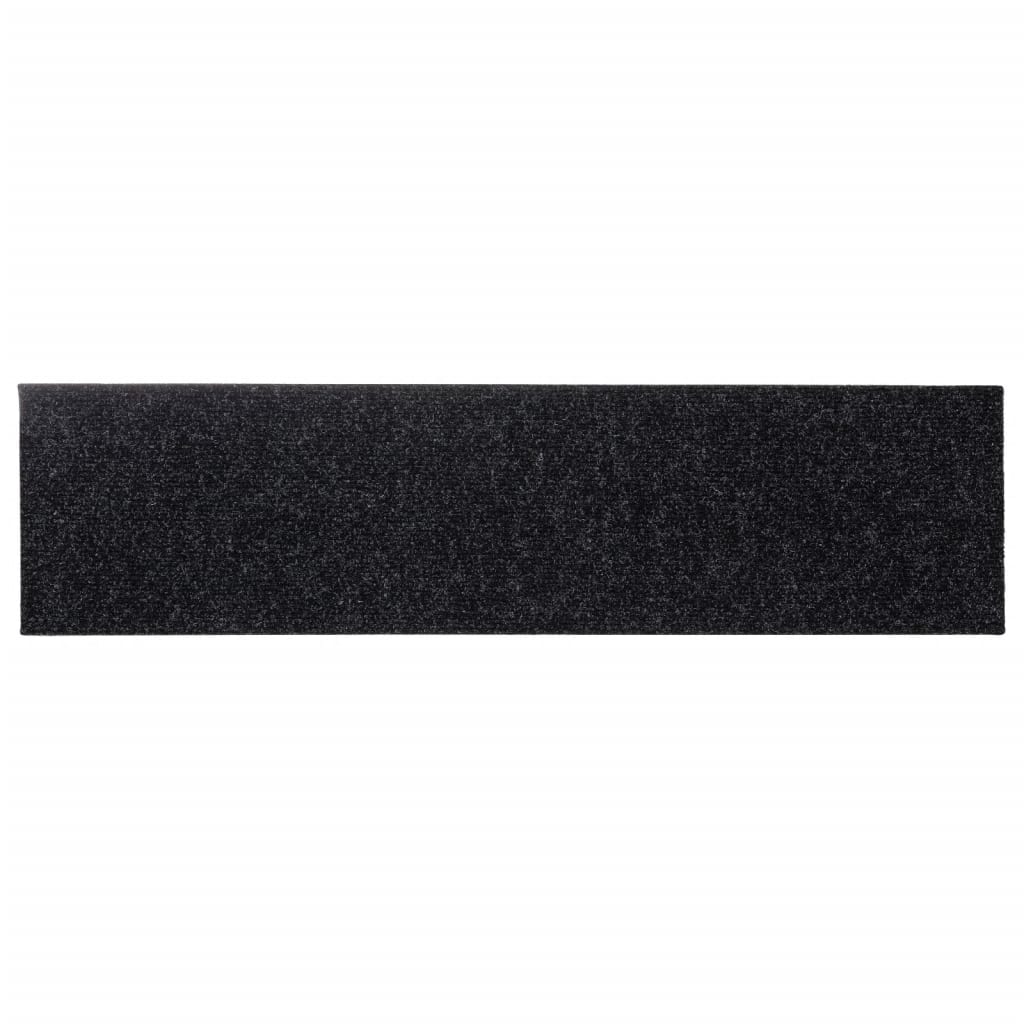 Stair Mats Self-adhesive 15 pcs 76x20 cm Black Rectangular