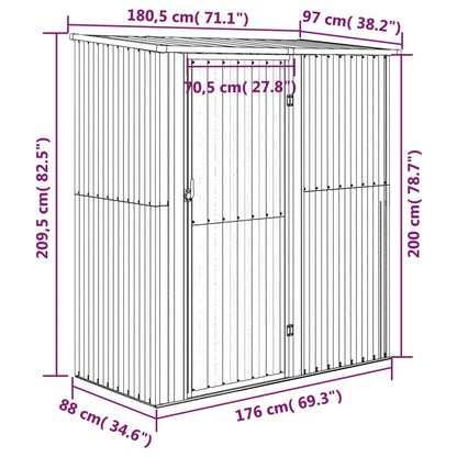 Garden Shed Grey 180.5x97x209.5 cm Galvanised Steel