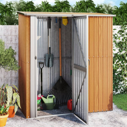 Garden Shed 180.5x97x209.5 cm Galvanised Steel Wooden Look