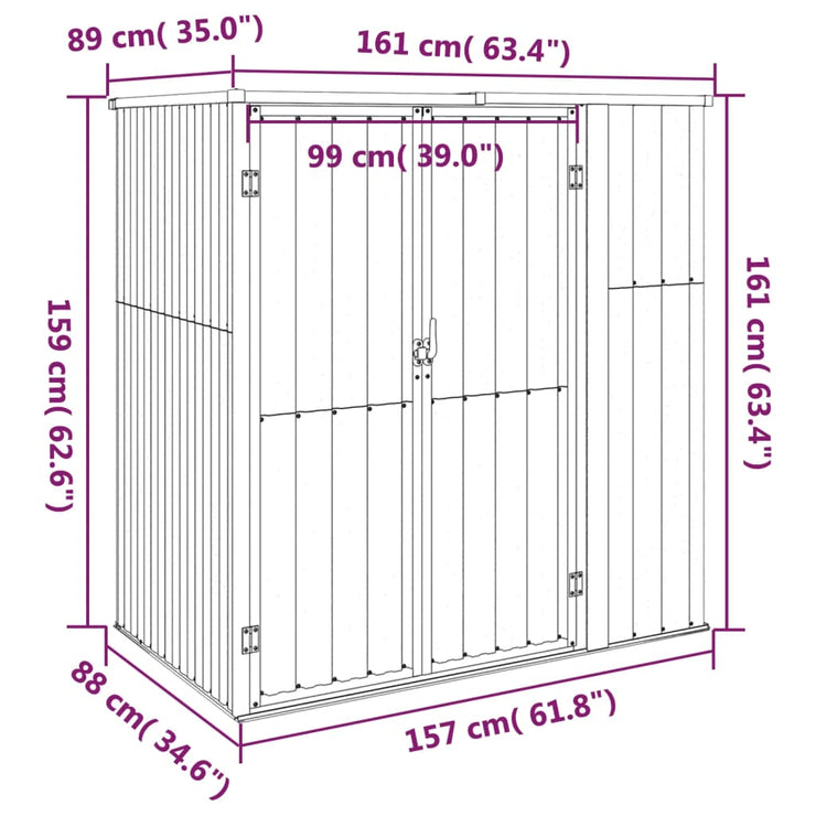 Garden Tool Shed Grey 161x89x161 cm Galvanised Steel