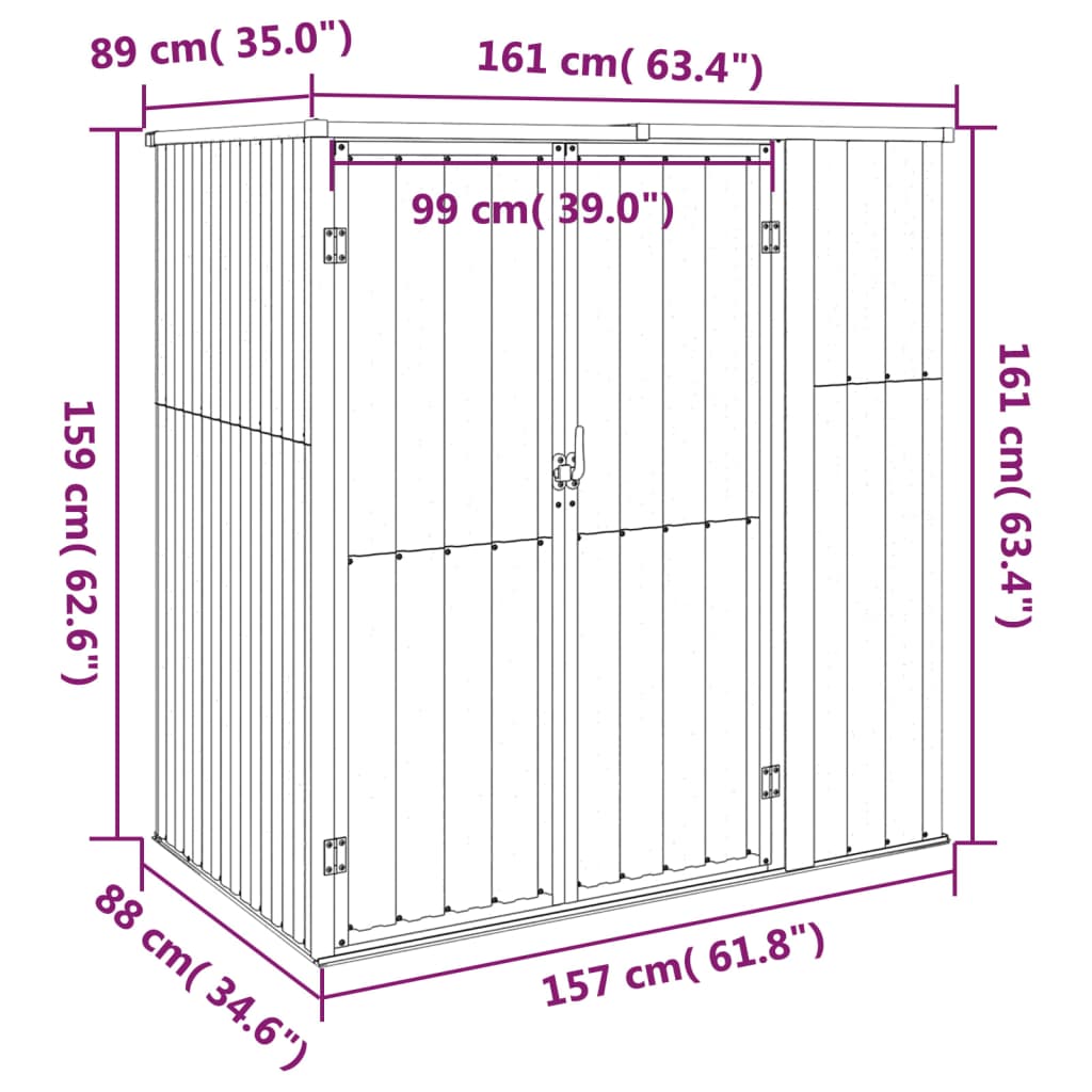 Garden Tool Shed Anthracite 161x89x161 cm Galvanised Steel