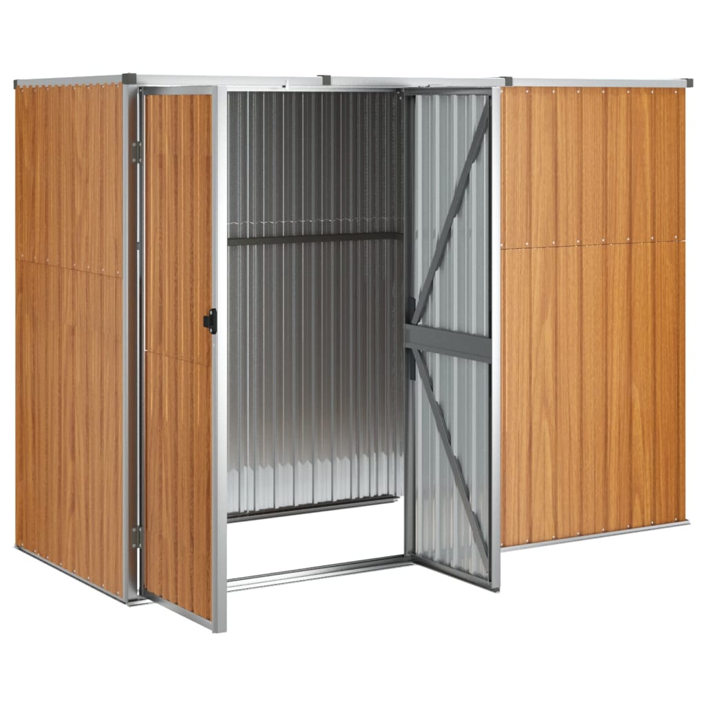 Garden Tool Shed Brown 225x89x161 cm Galvanised Steel