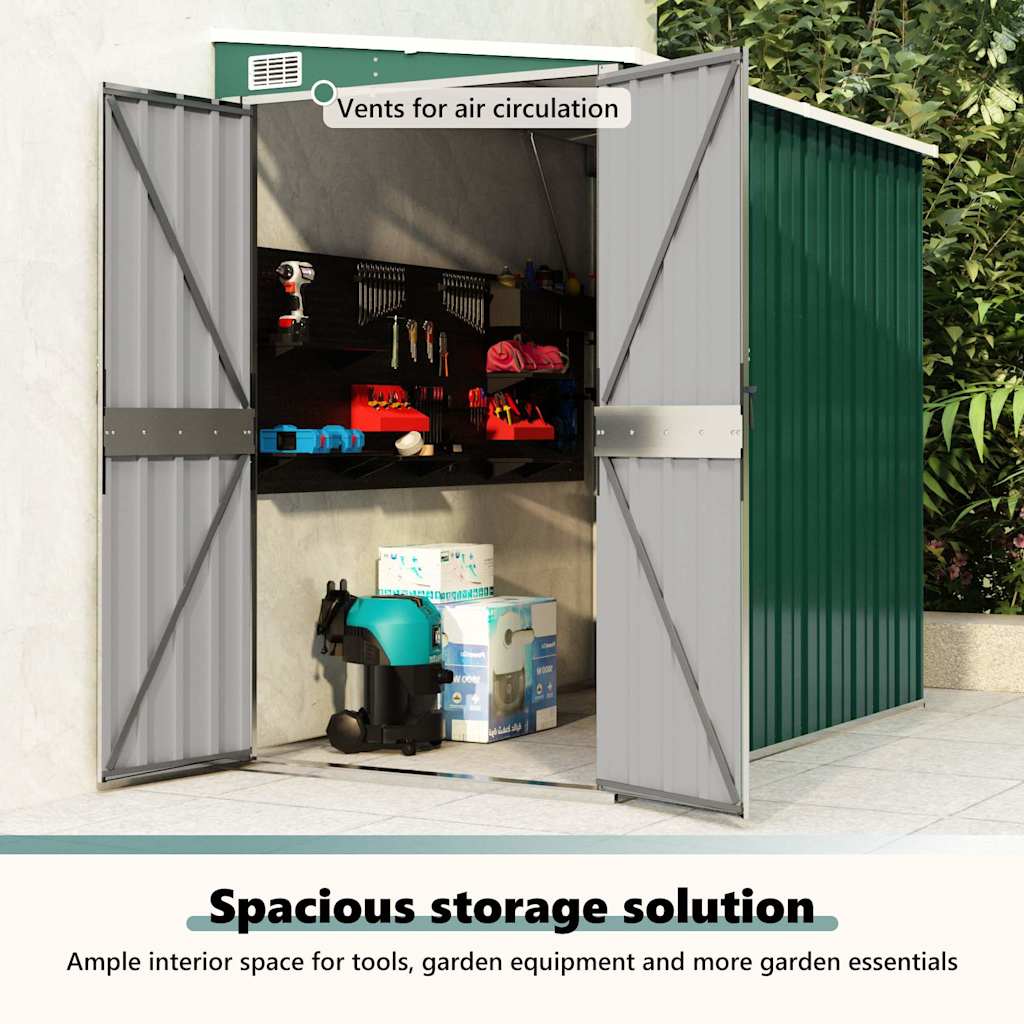 Wall-mounted Garden Shed Green 118x194x178 cm Galvanised Steel