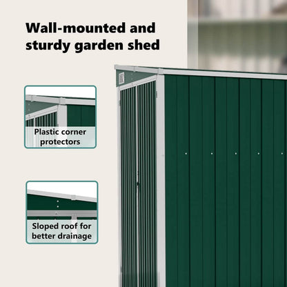 Wall-mounted Garden Shed Green 118x194x178 cm Galvanised Steel