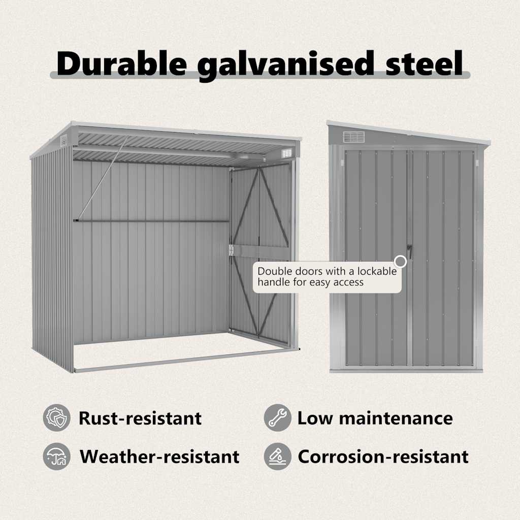 Wall-mounted Garden Shed Gray 46.5"x76.4"x70.1" Galvanized Steel