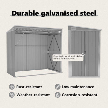 Wall-mounted Garden Shed Gray 46.5"x76.4"x70.1" Galvanized Steel