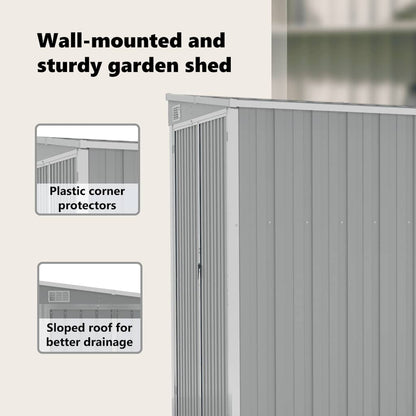 Wall-mounted Garden Shed Gray 46.5"x76.4"x70.1" Galvanized Steel