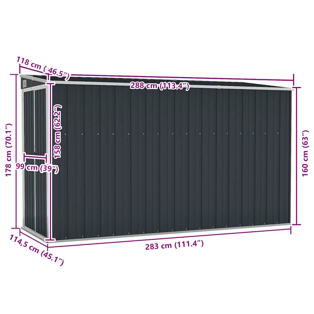 Garden Shed Anthracite Galvanized steel, metal Medium Garden Shed