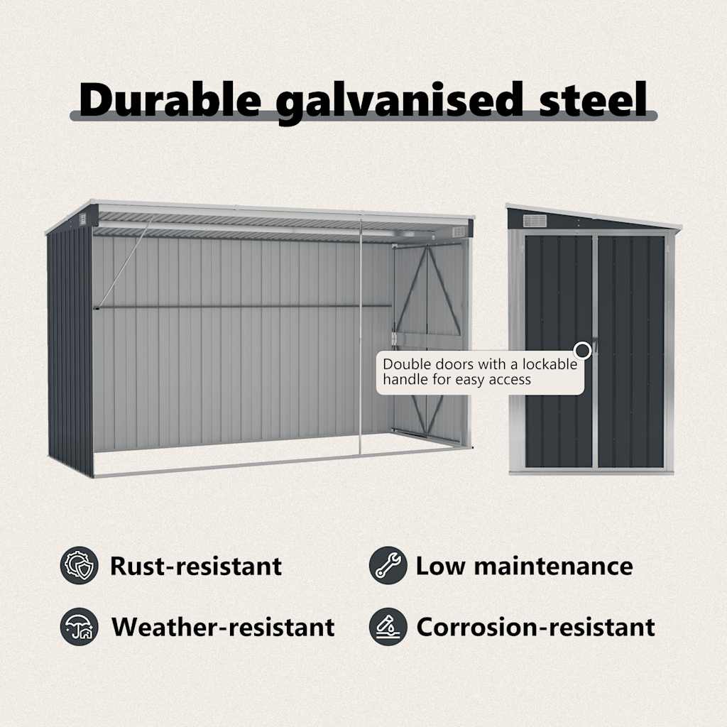 Garden Shed Anthracite Galvanized steel, metal Medium Garden Shed