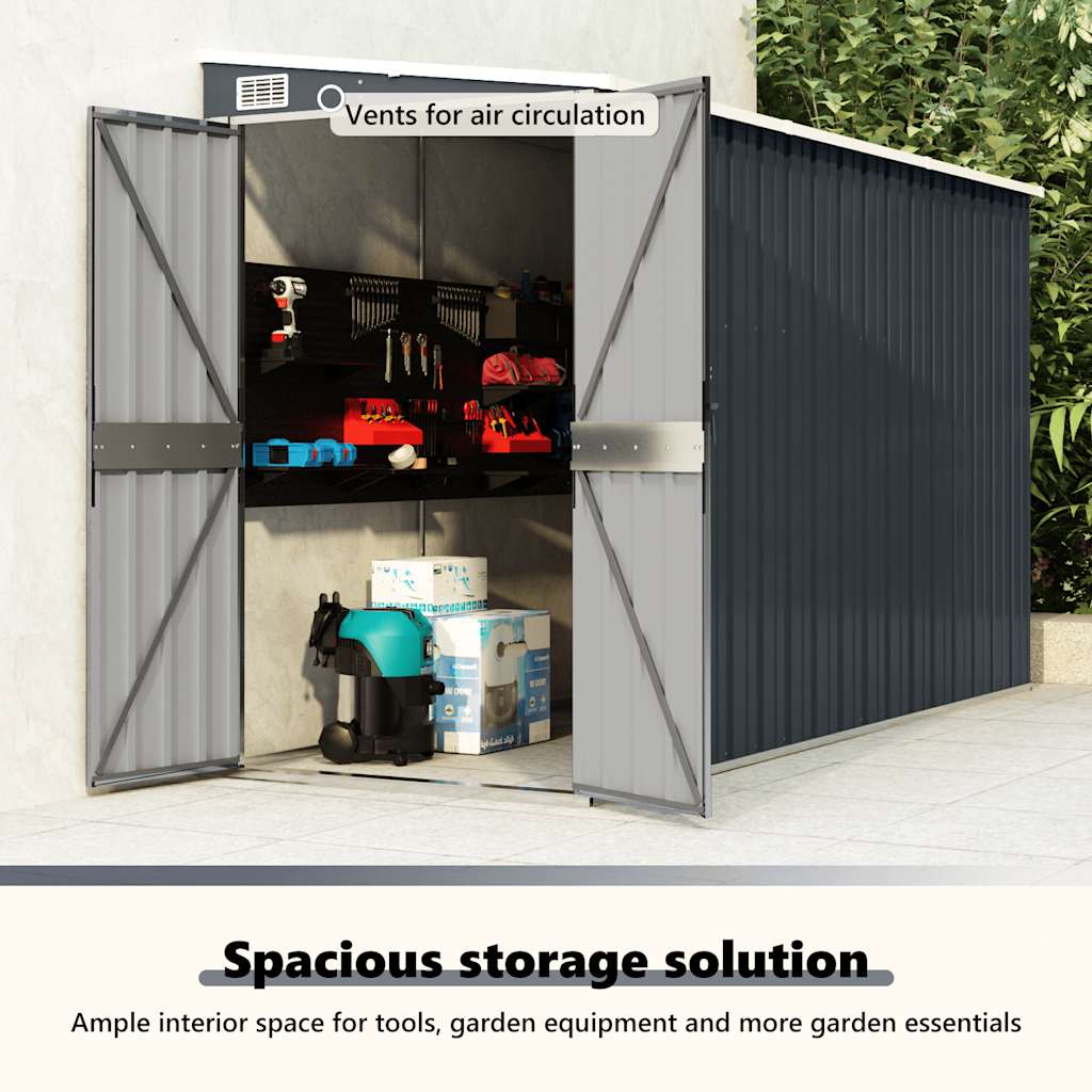 Garden Shed Anthracite Galvanized steel, metal Medium Garden Shed