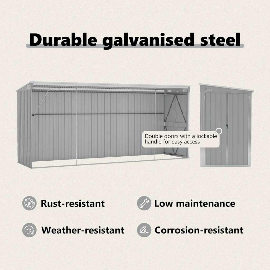 Garden Shed | Grey | Galvanised steel | Large | Garden Shed | Rectangular