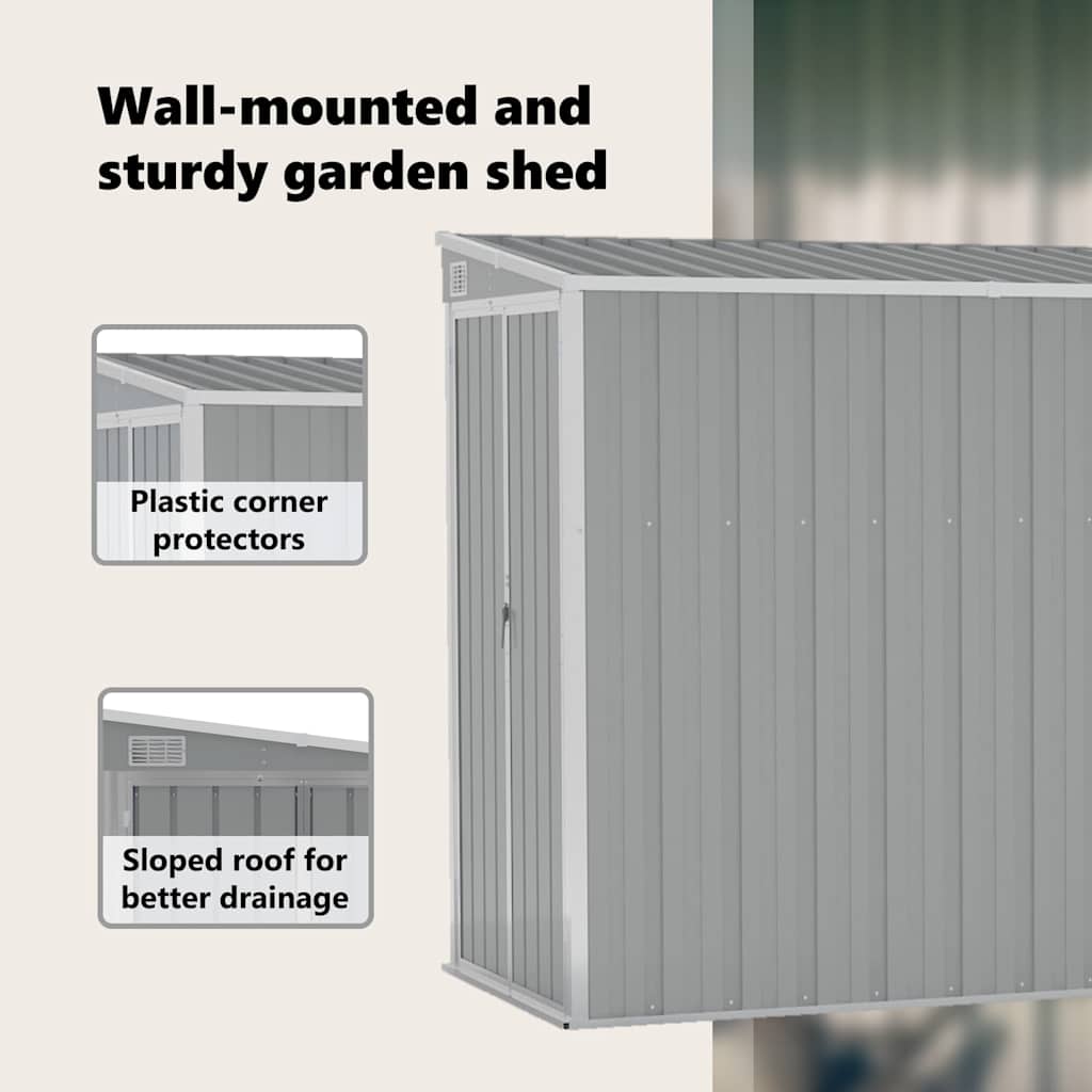 Garden Shed | Grey | Galvanised steel | Large | Garden Shed | Rectangular