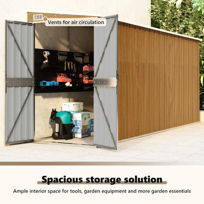 Garden Shed | Wood Look Brown | Galvanised steel | Large | Garden Shed