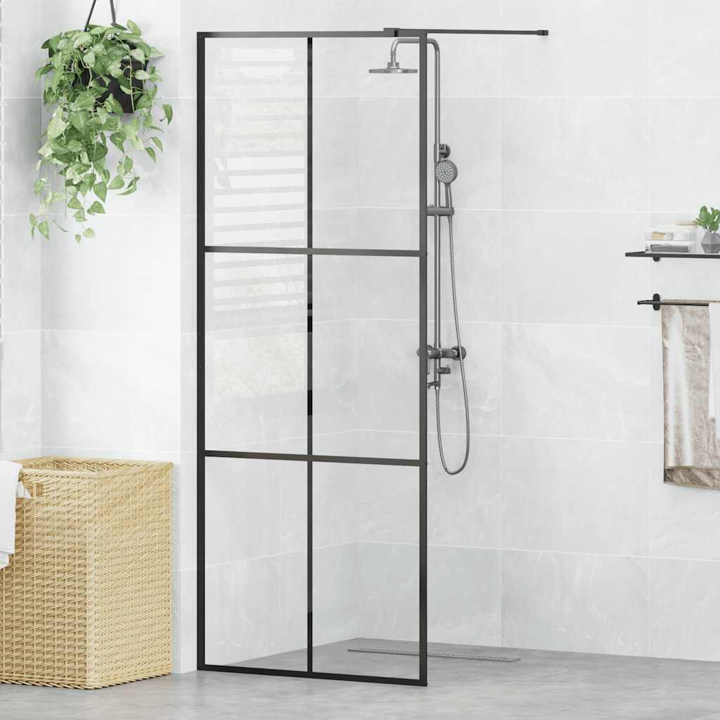 Walk-in Shower Wall with Clear ESG Glass 80x195 cm Black