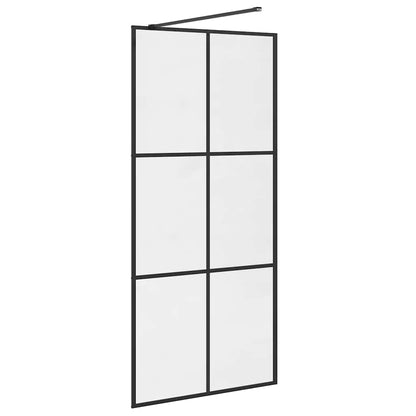 Walk-in Shower Wall with Clear ESG Glass 90x195 cm Black