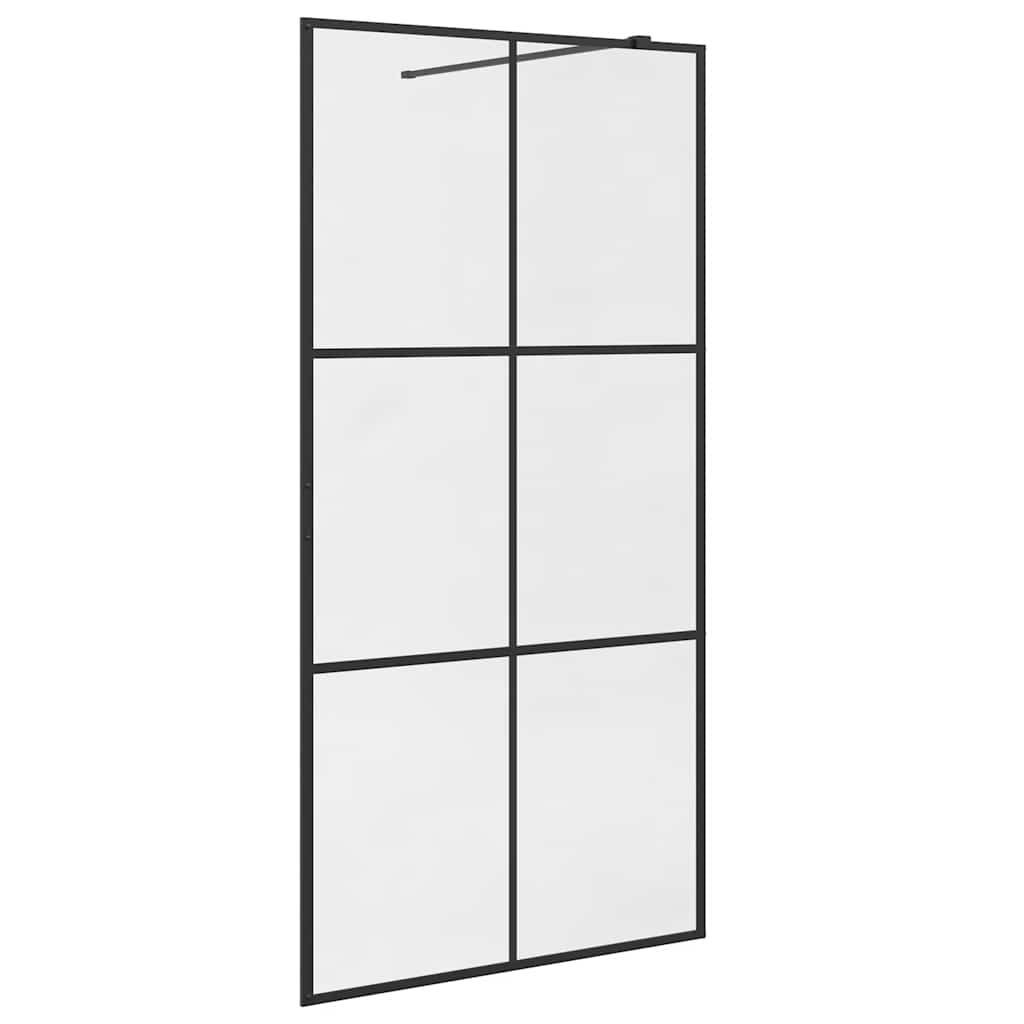 Walk-in Shower Wall with Clear ESG Glass 100x195 cm Black