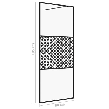 Walk-in Shower Wall with Clear ESG Glass 90x195 cm Black