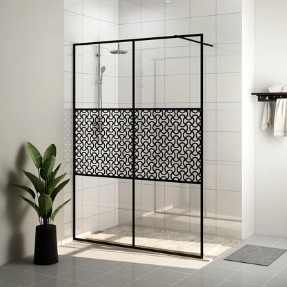 Walk-in Shower Wall with Clear ESG Glass 140x195 cm Black