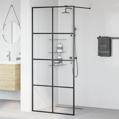Walk-in Shower Wall with Clear ESG Glass 90x195 cm Black