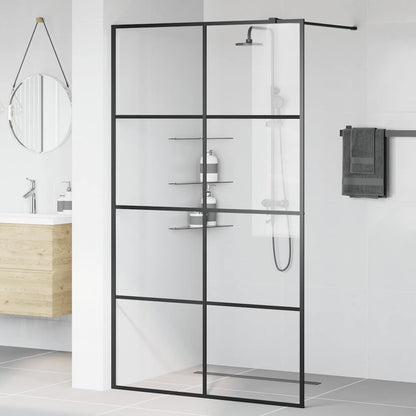 Walk-in Shower Wall with Clear ESG Glass 115x195 cm Black