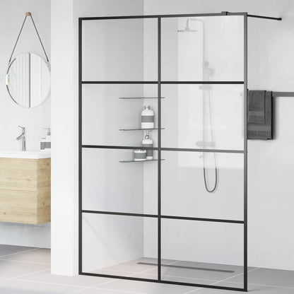 Walk-in Shower Wall with Clear ESG Glass 140x195 cm Black