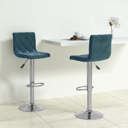 Bar Stools 2 pcs Blue Velvet