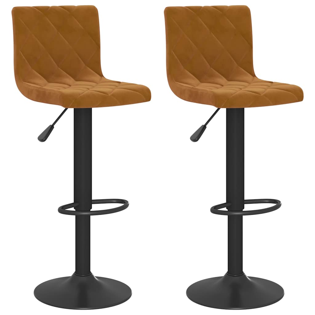 Bar Stools 2 pcs Brown Velvet
