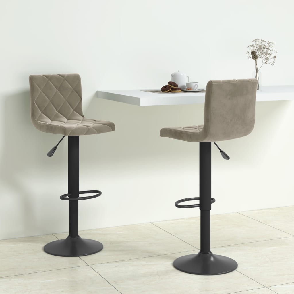 Bar Stools 2 pcs Light Grey Velvet