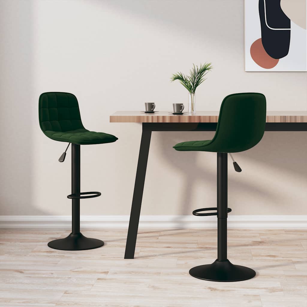 Bar Stools 2 pcs Dark Green Velvet