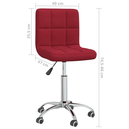 Swivel Office Chair Wine Red Fabric
