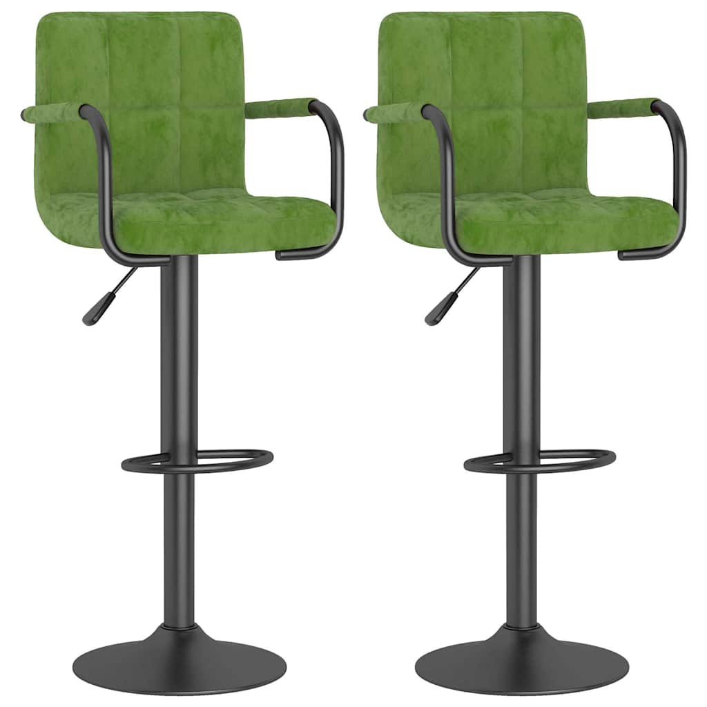 Bar Stools 2 pcs Light Green Velvet