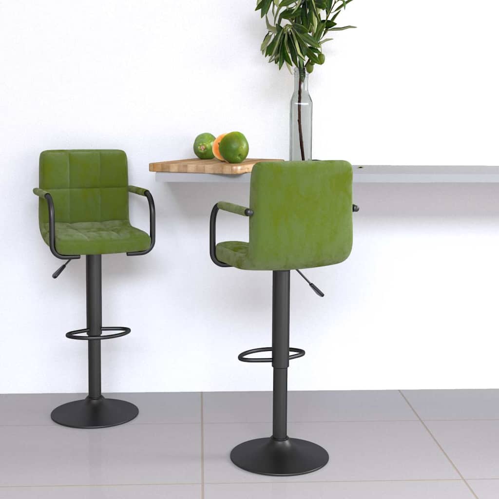 Bar Stools 2 pcs Light Green Velvet