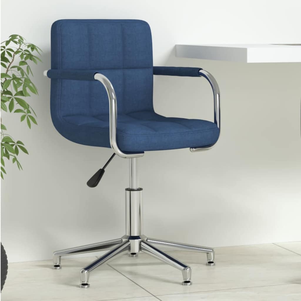 Swivel Office Chair Blue Fabric