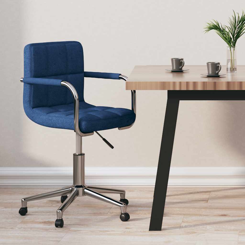 Swivel Office Chair Blue Fabric