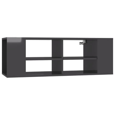 Wall-Mounted TV Cabinet High Gloss Grey 102x35x35 cm Engineered Wood