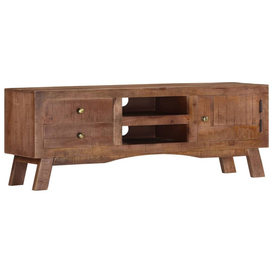 TV Cabinet Grey Rough mango wood, MDF Medium Storage TV Cabinet