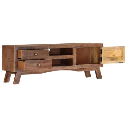TV Cabinet Grey Rough mango wood, MDF Medium Storage TV Cabinet