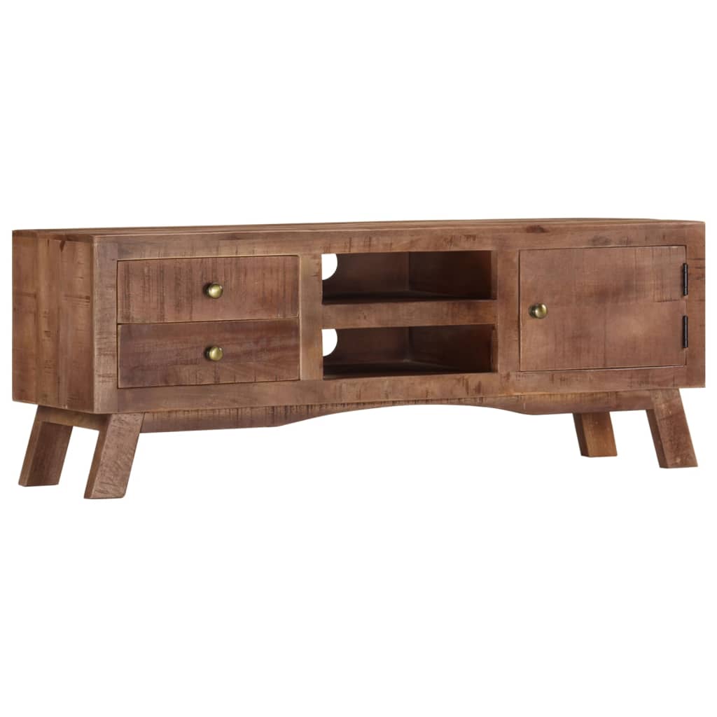 TV Cabinet Grey Rough mango wood, MDF Medium Storage TV Cabinet