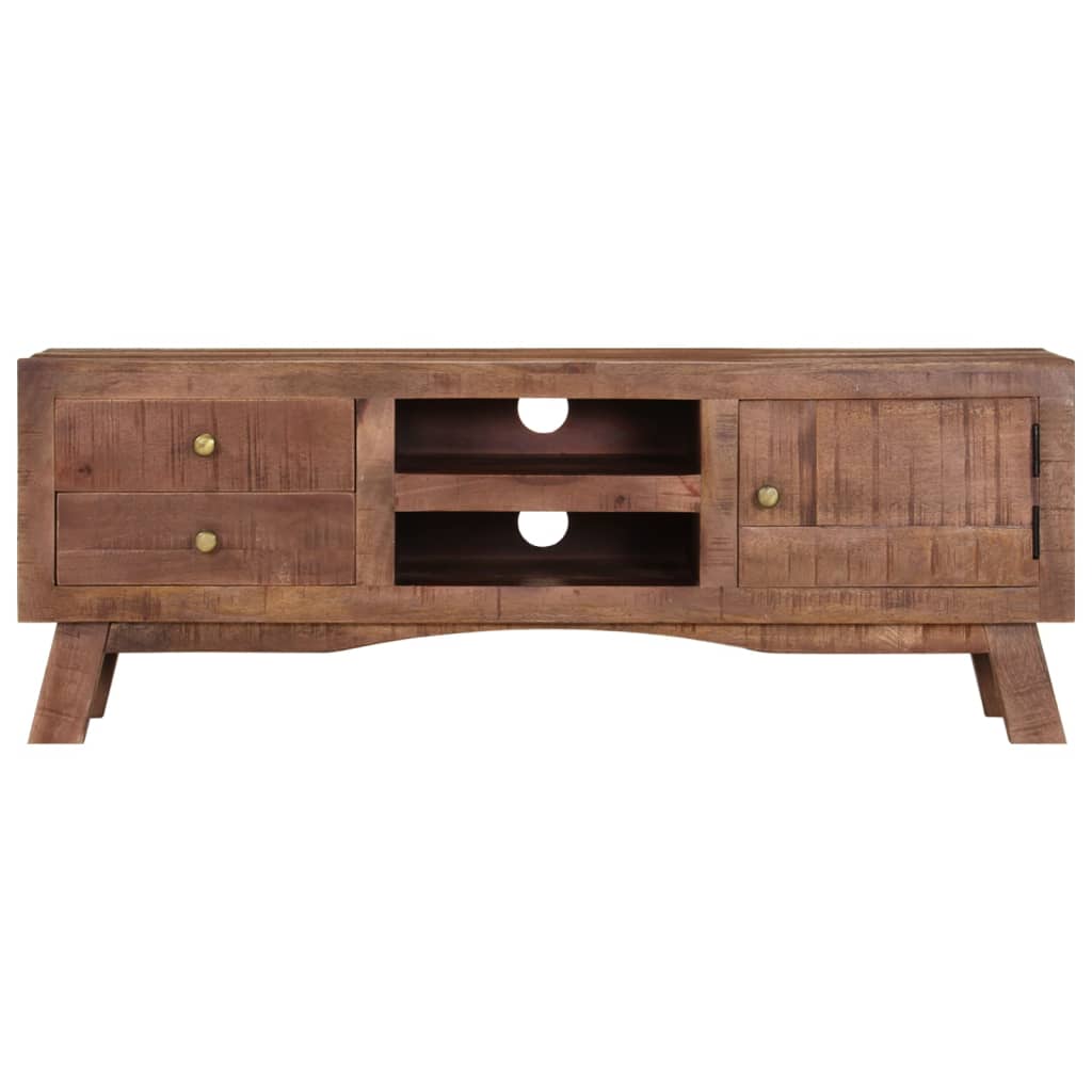 TV Cabinet Grey Rough mango wood, MDF Medium Storage TV Cabinet